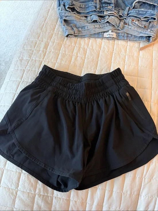 lululemon Track That Black low rise shorts