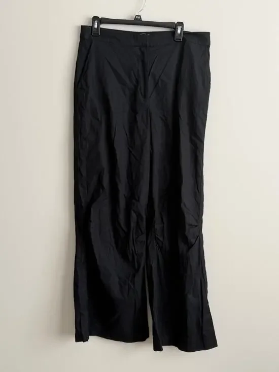 Marcella Runa Linen Blend Wide Leg Pants Black Size Large