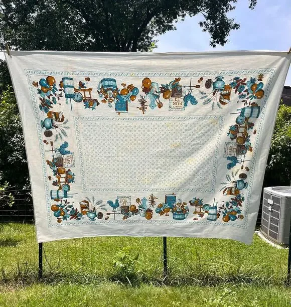 Vintage 1970s Style Early American Revival Tablecloth