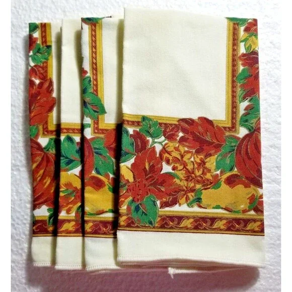 Fabric Napkins Fall Autumn Thanksgiving Set of 4 Size 16.5