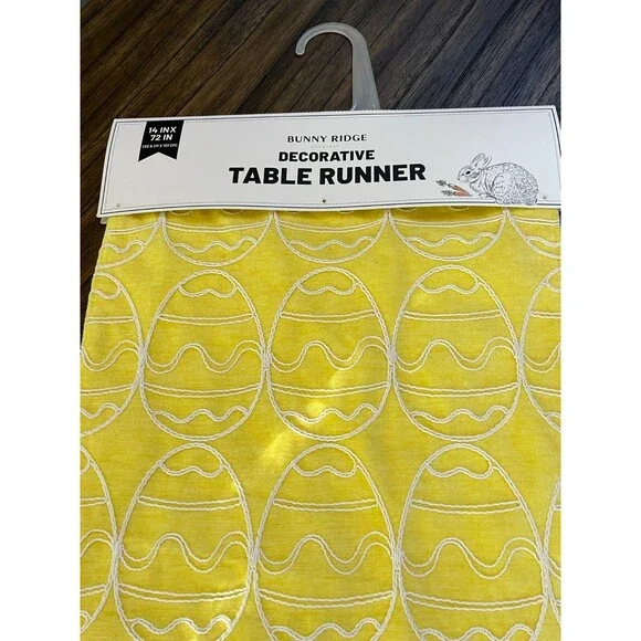 new easter table runner yellow white egg pattern cotton dining room table decor