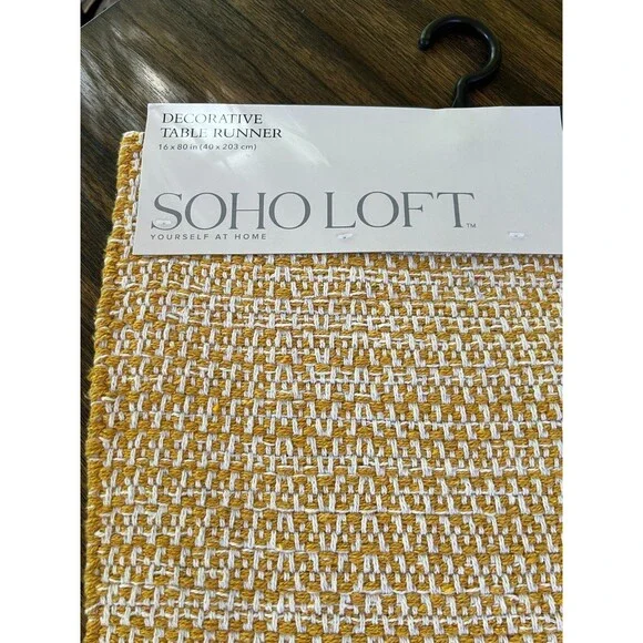 yellow cream white table runner decor  16 by 80-Inch Table Runner boho chic 1714