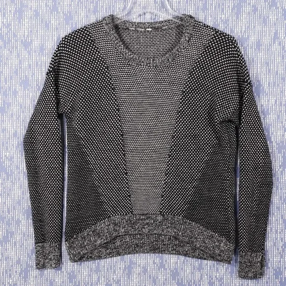 Lululemon Sweater Womens Size Medium Wool Blend‎ Knit Pullover Black Gray