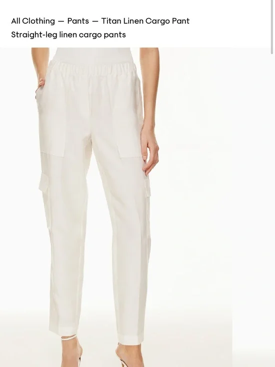 Aritzia Titan White Straight-Leg Linen Cargo Pants for Women