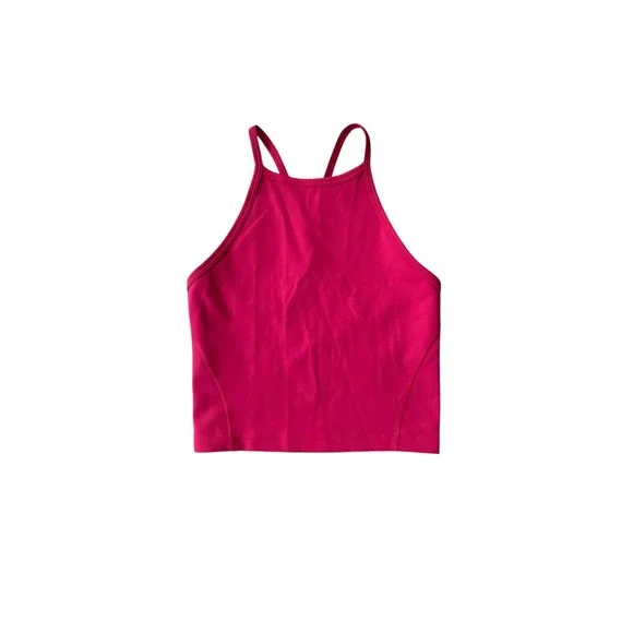 Lululemon Key to Balance‎ Tank Top Dark Pink High Neck Yoga Crop Size 4