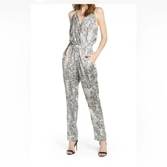 Bishop +‎ Young Anthropologie Women’s Snakeskin Print Sleeveless Jumpsuit Size S