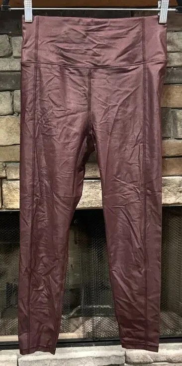 Women’s SWEATY BETTY Merlot Faux Leather 7/8 Length Leggings Size S *D1