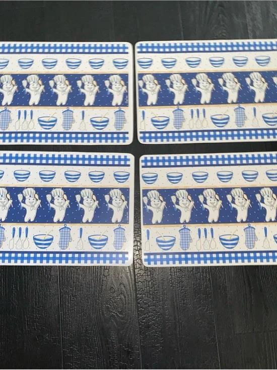 Pillsbury Doughboy  Placemats Set of 4  VTG 1997 Blue & White