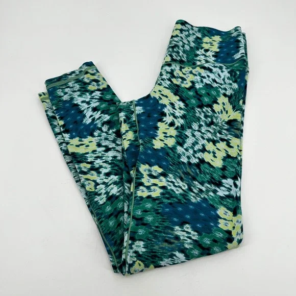Aerie Offline Womens High Rise 7/8 Leggings Green Blue Abstract Print Size Small