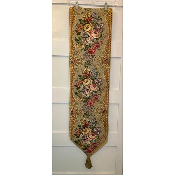 Belgian Metrax Tapestry Runner Au Point de Bruges Floral 12x94.5”