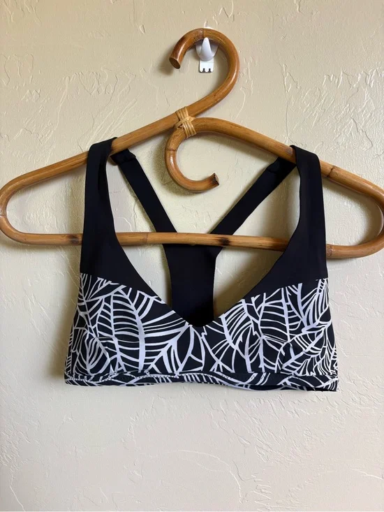 Lululemon Black & White Shanti Surf Sport Top Pretty Palm Angel Wing Swim Suit
