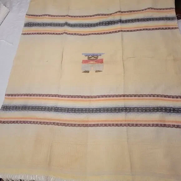 Vintage‎ MCM Southwest Mexican Tablecloth Woven 2 Matching Napkins Fine Quality