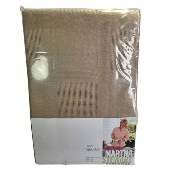 Martha Stewart Tablecloth Taupe 60 x 102 Oblong Woven Fabric Neutral‎ Decor New