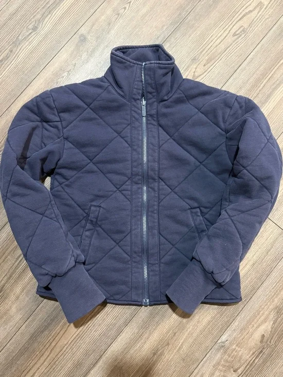 Lululemon Reversible Quilted Insulated Jacket Navy Blue Zip Up Coat Size 4 Rare