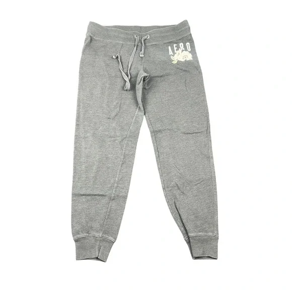 Aeropostale AERO Gray Floral Logo Joggers Sweatpants‎ Womens Size M