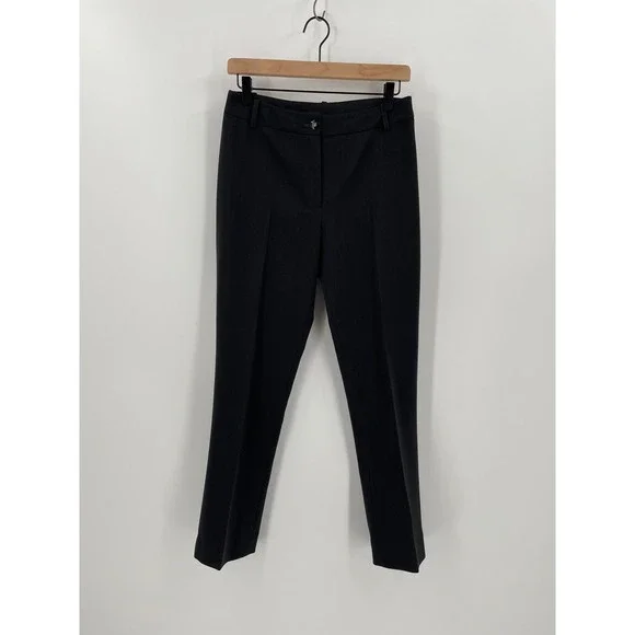 Rodika Zanian Black Virgin Wool Blend Tailored Slim Leg Dress Pants Size 38