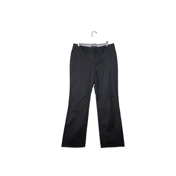 Banana Republic Martin Fit Trouser Pants Black Wide Leg Cuffed Size 8R
