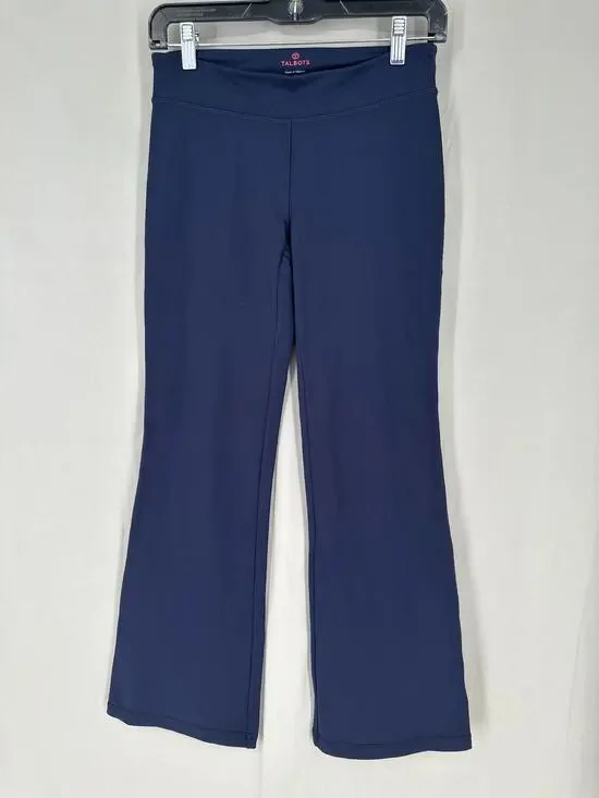 Talbots Pants Womens P XS Navy Blue Pull On Flare Leggings Stretch High Rise