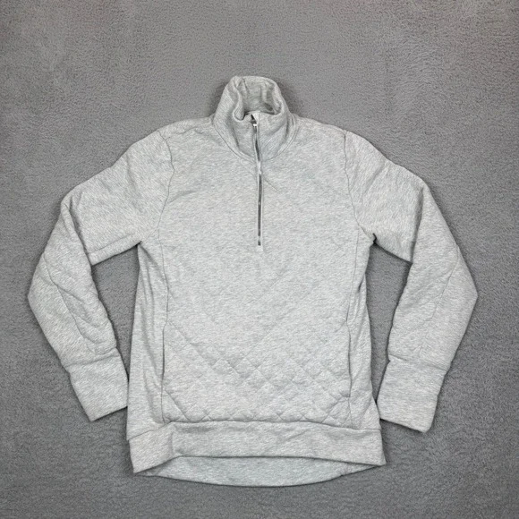 Lululemon Hill and Valley Mock Neck‎ Quilted Half Zip Pullover Grey Size 4 Warm
