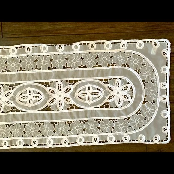 Elegant White Lace Table Runner