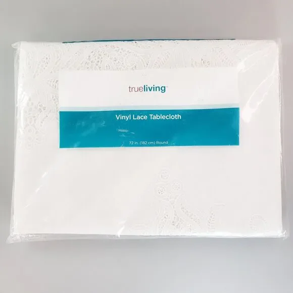 True Living Vinyl Lace Table Cloth 72