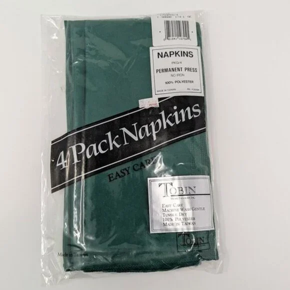 NEW Tobin 4 Pack Set Easy Care Jubilee Permanent Press No Iron Cloth Napkins NWT