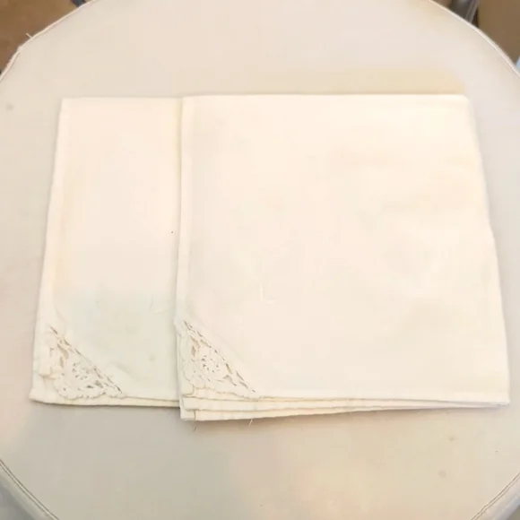 2 Vintage Embroidered Napkins
