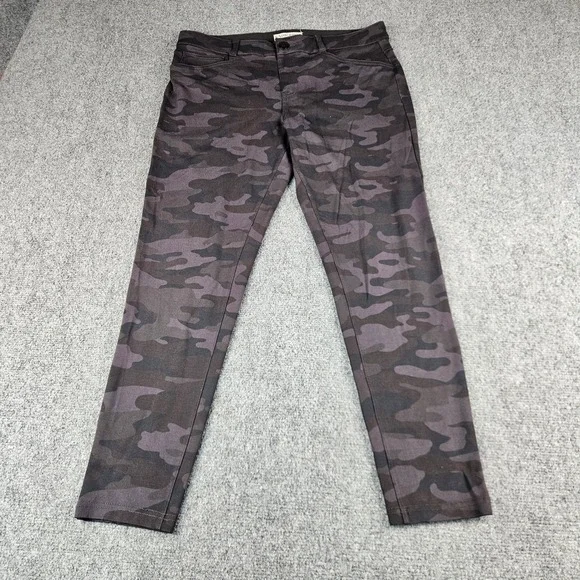 Knox Rose Womens Camo Slim Leg Pants Charcoal Black Camouflage‎ Size Large