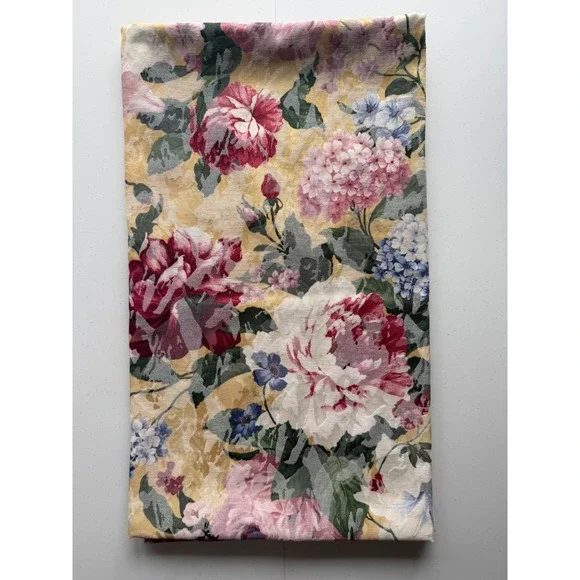 Vintage Floral Garden Tablecloth No Tag Approx 60