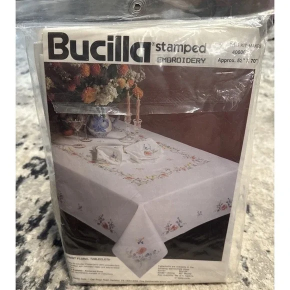 Bucilla Floral White Stamped Embroidery 52
