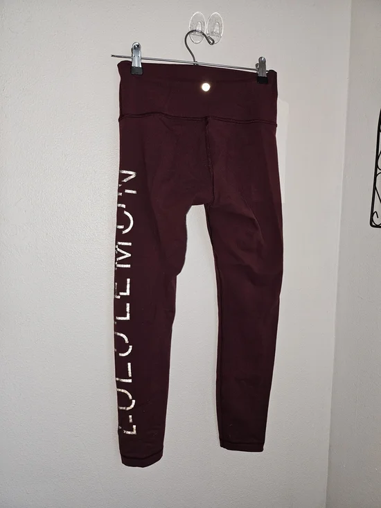 lululemon athletica Burgundy Womans Leggings with Side Logo