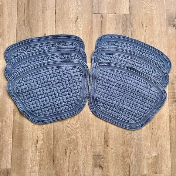 6 PCs Placemats‎ Light Blue Gray Quilted Cottage Core Placemats 16” X 12”