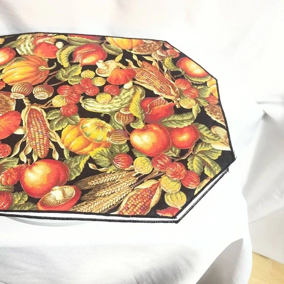 Harvest Table Runner Fall Cornucopia Fruits Gourds Autumn Thanksgiving Decor
