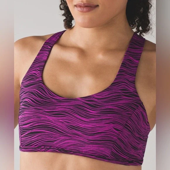 Lululemon Purple Black Zebra Striped Free To Be Tranquil Bra 4