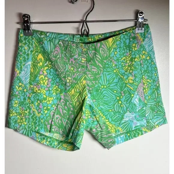 Lilly Pulitzer Shorts 00 Deenie‎ Short Multi Sun Dance Aqua Pink Green Floral