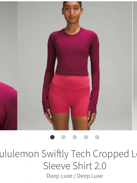 Lululemon Swiftly Tech cropped Long Sleeve Shirt 2.0 Deep Luxe  Sz 6