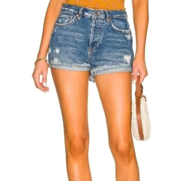 We The Free cut off jean shorts button closure size 26  Free People  Lasso