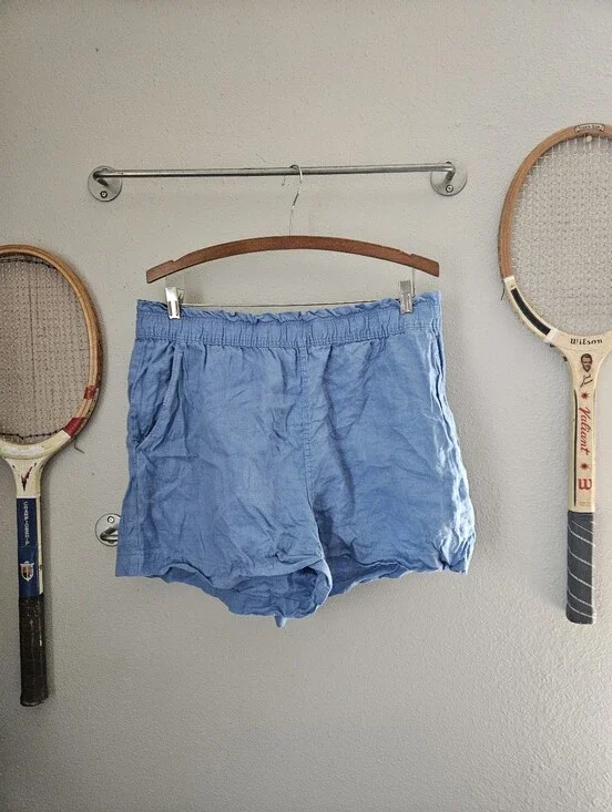 Blue Linen Shorts Large 2