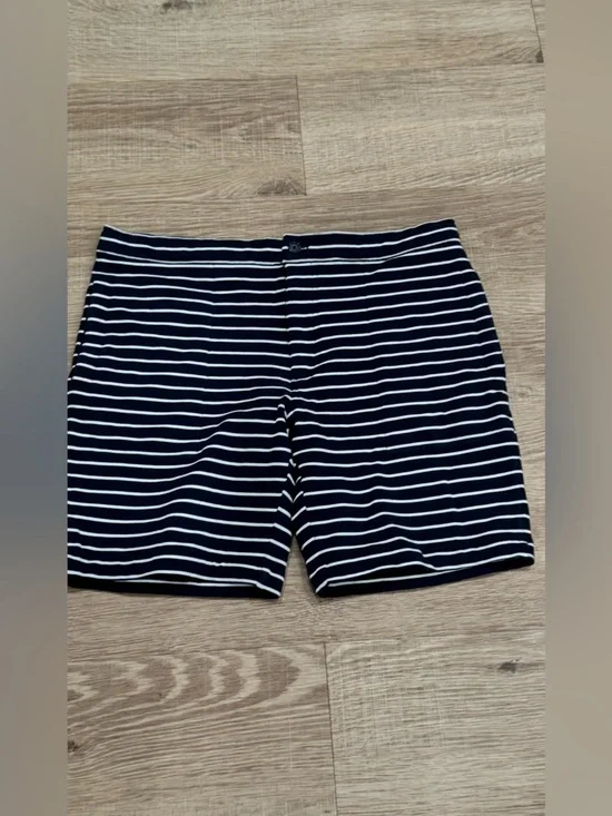 Michael Kors Navy White Striped Knit Shorts Size M Soft Stretch Lounge
