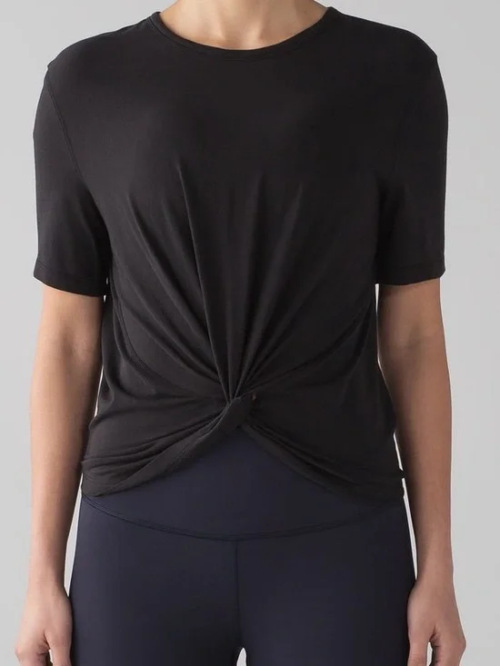 Lululemon Crescent T-Shirt Black Size 12 Casual Athleisure Tee