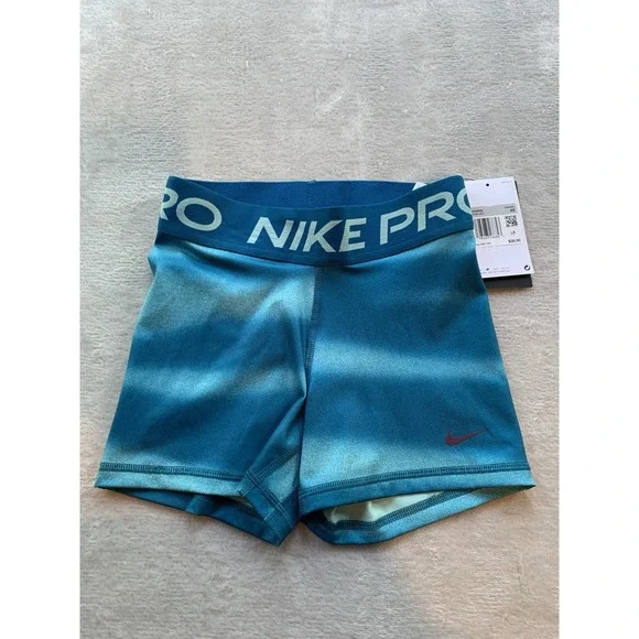 NWT Nike Pro Women's 3 inch Striped Blue Shorts Size XS 3