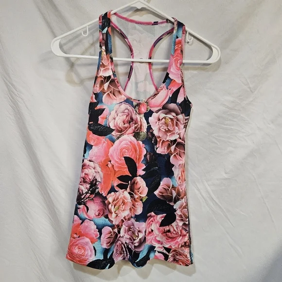 Lululemon Cool Racerback Tank Top Secret Garden Floral Running Yoga Size M EUC