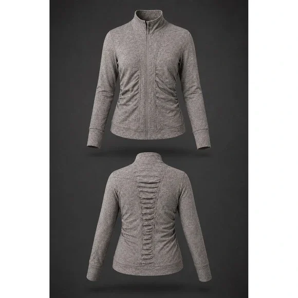 Lululemon Heathered Lunar Rock Ruched back & side cypress kiss 1/2 Zip Jacket 12
