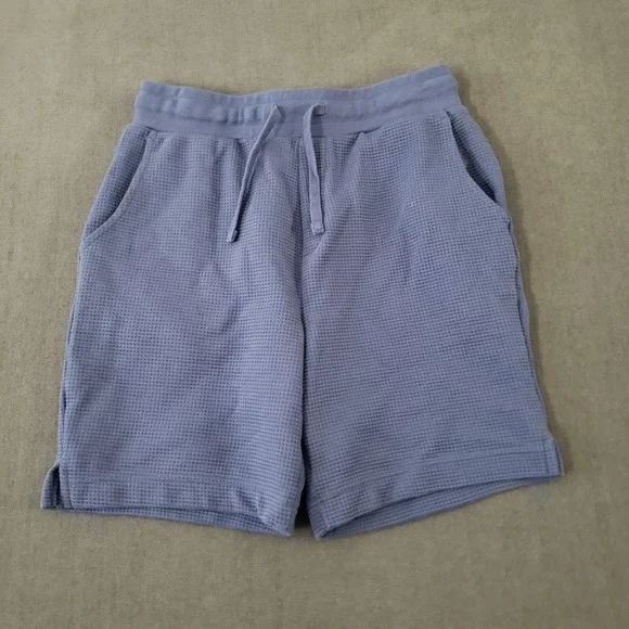 Primark Cares Shorts Womens Size Small Waffle Knit Cotton Blend Drawstring‎ Blue