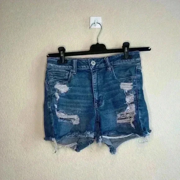 American Eagle Next Level Stretch Distressed Denim high rise‎ Shortie shorts 6