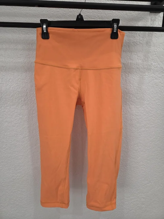 Lululemon High Rise Crop Leggings Orange Peach Athletic Yoga Pants Women's