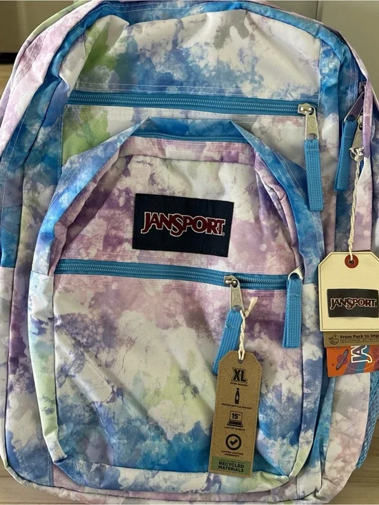 Jansport Pastel Tie-Dye Backpack in Purple, Blue & Green