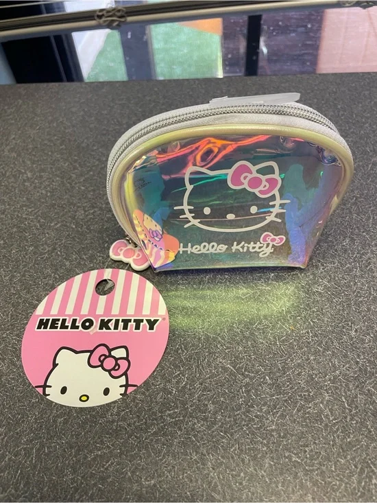 Hello Kitty Iridescent Coin Purse with Pink Bow Accents