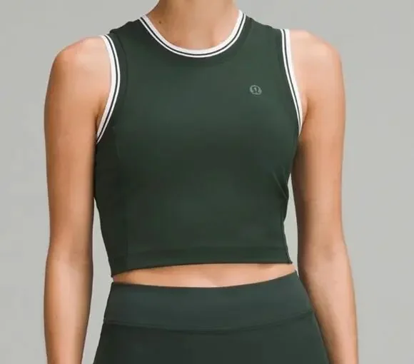LULULEMON Varsity Scoop Neck Cropped Tennis Tank Legacy Green 6 NWT