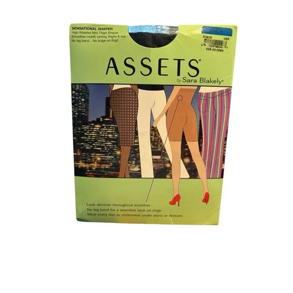 Assets Spanx Sensational Shaper Size 4 Black‎ High Waist Mid Thigh 166 Smoothing